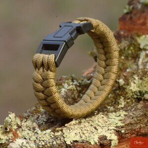 Men’s Khaki 550 Paracord Bracelet – Fits 6"–6.25" Wrist Handmade USA (ID191–192)